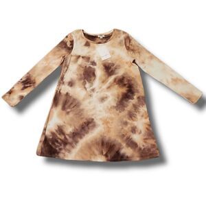 New love fire pink tie dye long sleeve crewneck dress mini casual size small new